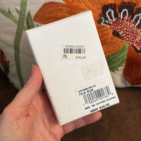 MICHAEL KORS CLOVER BAG CHARM KEYCHAIN PURSE FOB LEATHER WHITE BLUE GOLD NWT BOX - Picture 7 of 12